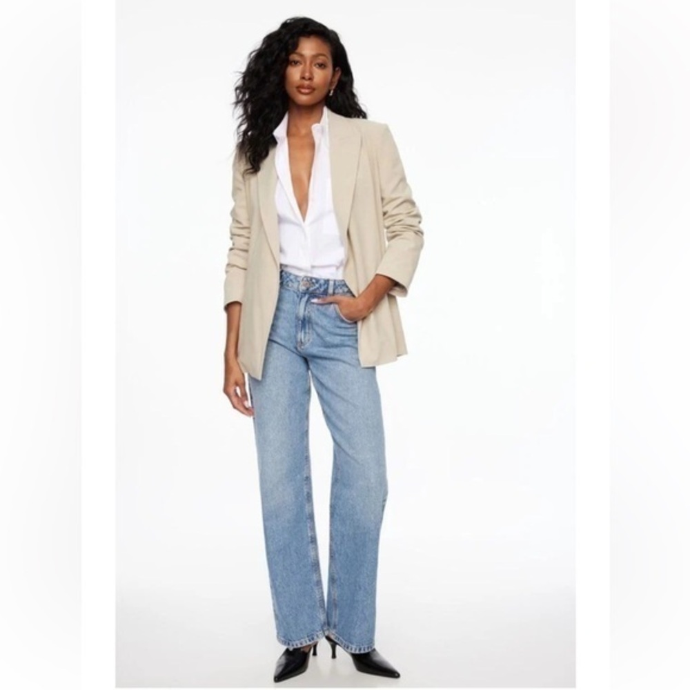 Dynamite Neutral Coloured Creme Open Blazer With Pockets
